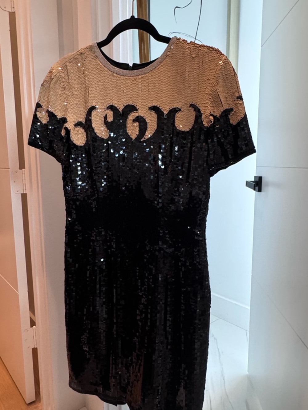 Vintage A.J. Bari Black & Gold Sequin Mini Dress